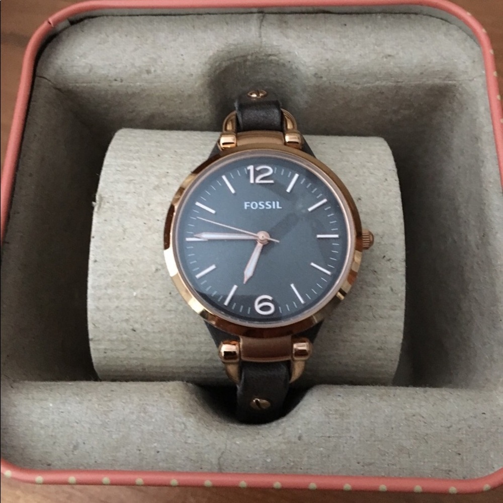 Fossil Georgia Smoke Leather Watch